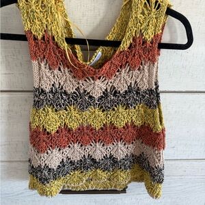 Zara Yellow and Orange Crochet Tank Top